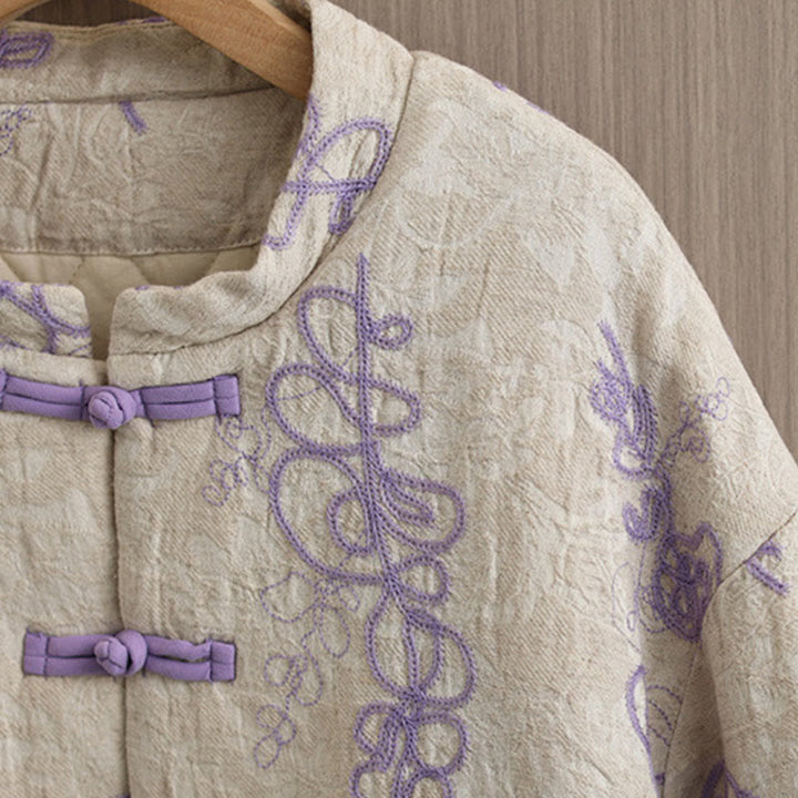 Veste d'hiver pour femme Buddha Stones, manches longues, col montant, boutons brandebourg, matelassée en coton, avec poches - image 11