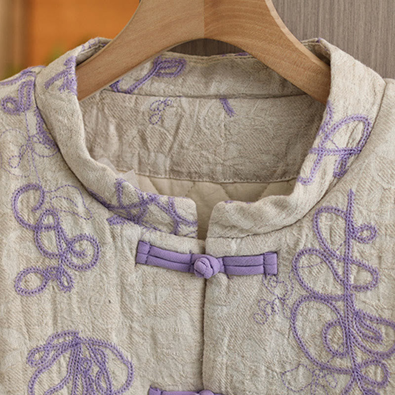 Veste d'hiver pour femme Buddha Stones, manches longues, col montant, boutons brandebourg, matelassée en coton, avec poches - image 9