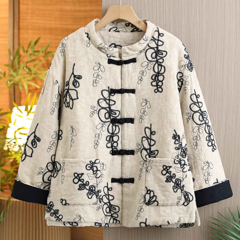 Veste d'hiver pour femme Buddha Stones, manches longues, col montant, boutons brandebourg, matelassée en coton, avec poches - Noir - US14，UK/AU18，EU46 (2XL) - image 19