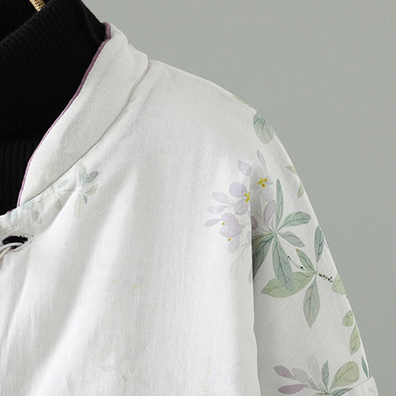 Veste en coton à manches longues et boutons brandebourg pour femme, motif floral imprimé Buddha Stones - image 4