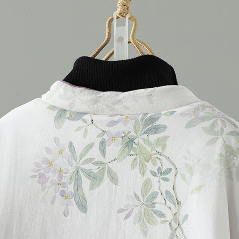 Veste en coton à manches longues et boutons brandebourg pour femme, motif floral imprimé Buddha Stones - image 3