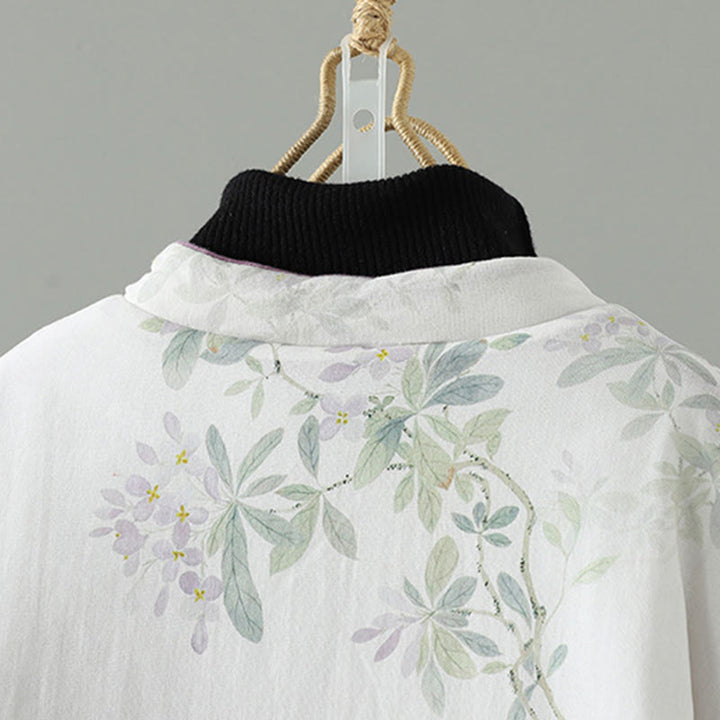 Veste en coton à manches longues et boutons brandebourg pour femme, motif floral imprimé Buddha Stones - image 3