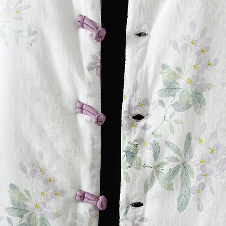 Veste en coton à manches longues et boutons brandebourg pour femme, motif floral imprimé Buddha Stones - image 7