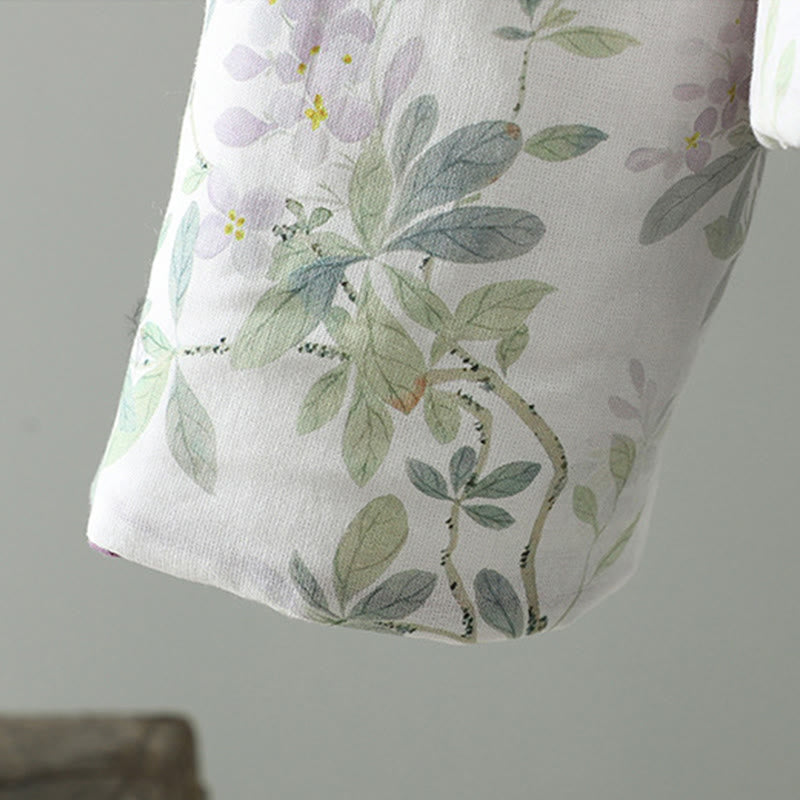 Veste en coton à manches longues et boutons brandebourg pour femme, motif floral imprimé Buddha Stones - image 5