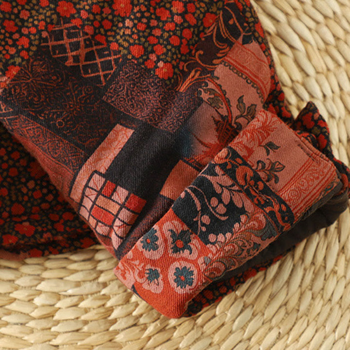 Veste thermique en coton à manches longues et boutons brandebourg pour femme, motif floral ethnique Buddha Stones - image 9