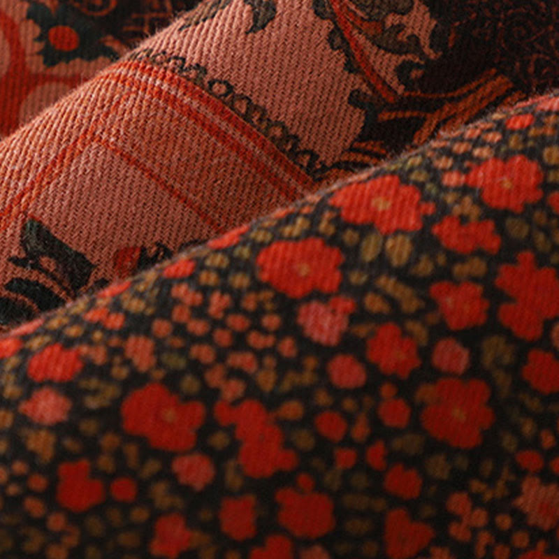 Veste thermique en coton à manches longues et boutons brandebourg pour femme, motif floral ethnique Buddha Stones - image 6