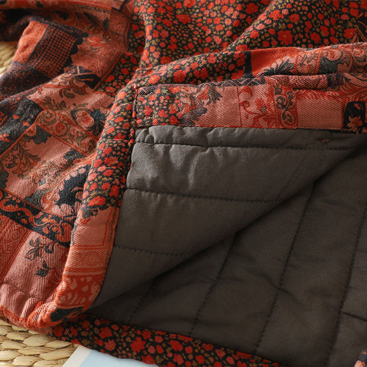 Veste thermique en coton à manches longues et boutons brandebourg pour femme, motif floral ethnique Buddha Stones - image 11