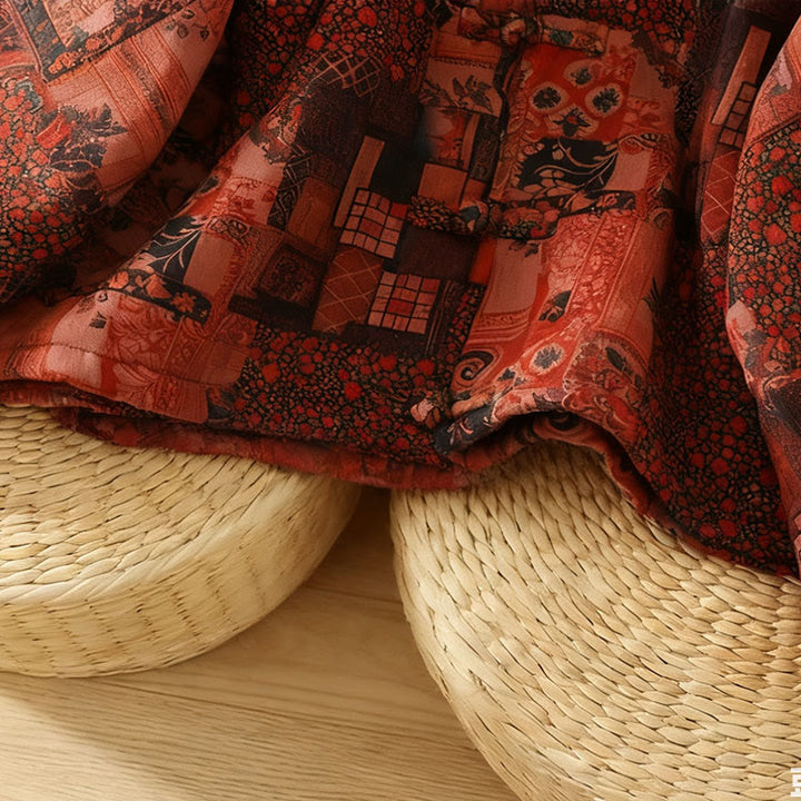 Veste thermique en coton à manches longues et boutons brandebourg pour femme, motif floral ethnique Buddha Stones - image 10