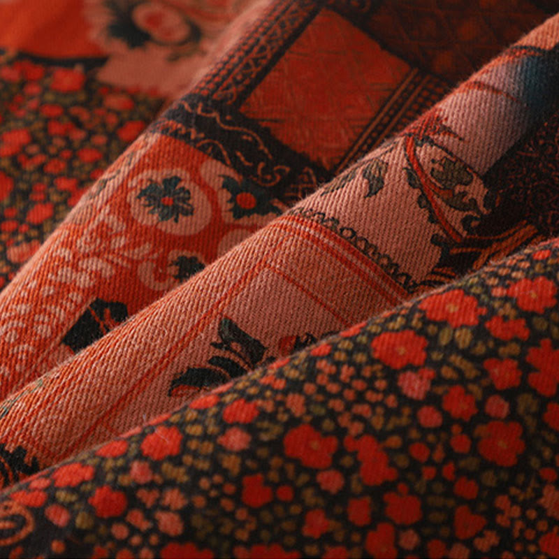 Veste thermique en coton à manches longues et boutons brandebourg pour femme, motif floral ethnique Buddha Stones - image 7