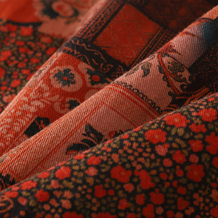 Veste thermique en coton à manches longues et boutons brandebourg pour femme, motif floral ethnique Buddha Stones - image 7