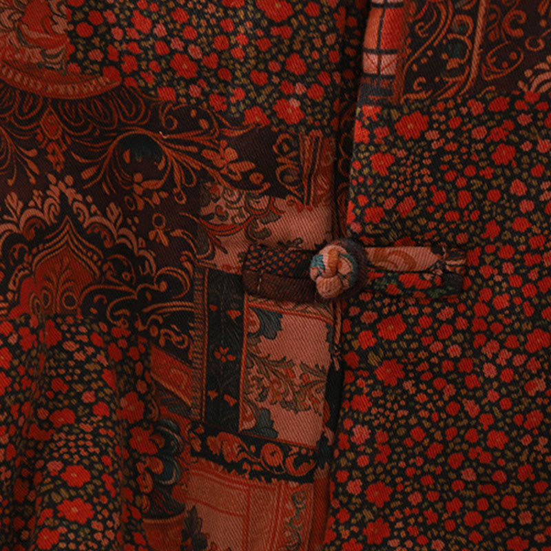 Veste thermique en coton à manches longues et boutons brandebourg pour femme, motif floral ethnique Buddha Stones - image 8