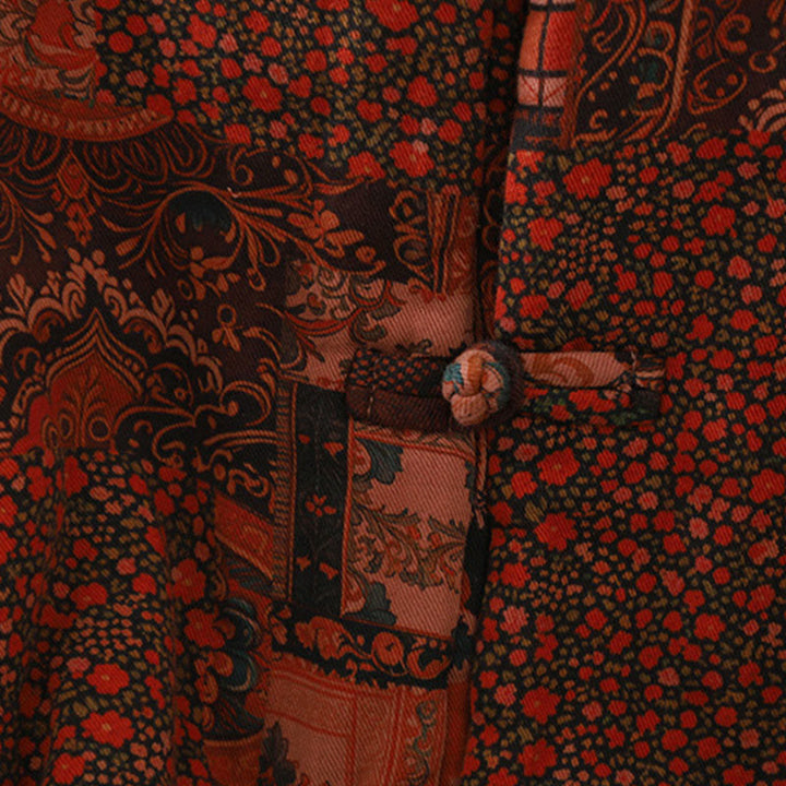 Veste thermique en coton à manches longues et boutons brandebourg pour femme, motif floral ethnique Buddha Stones - image 8