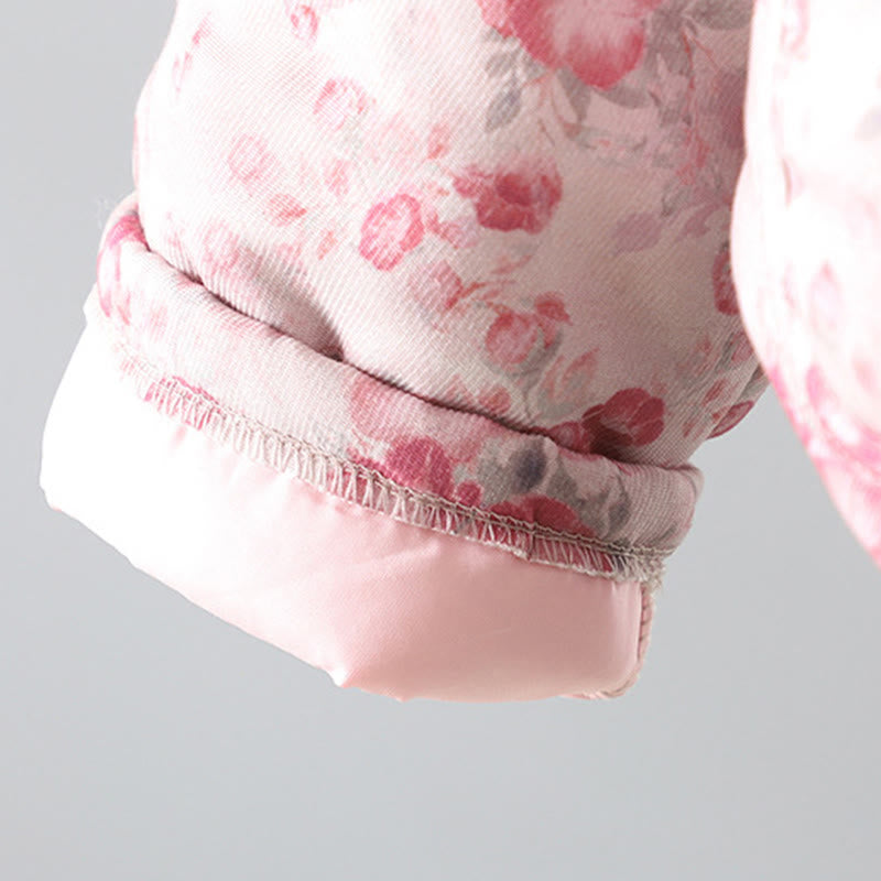 Veste à manches longues en coton à imprimé floral rose clair Buddha Stones pour femme, avec boutons brandebourg. - image 7