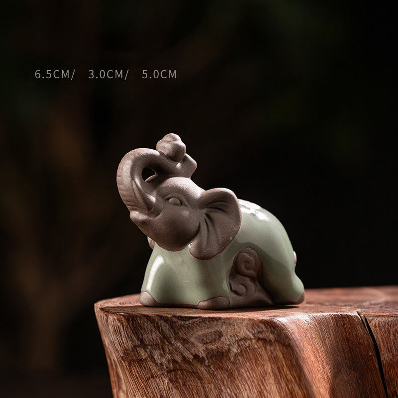 Statue d'éléphant en Buddha Stones, petite statue en céramique, décoration pour la maison ou le bureau, 6,5 x 3 x 5 cm - Éléphant 6,5 x 3 x 5 cm - image 0