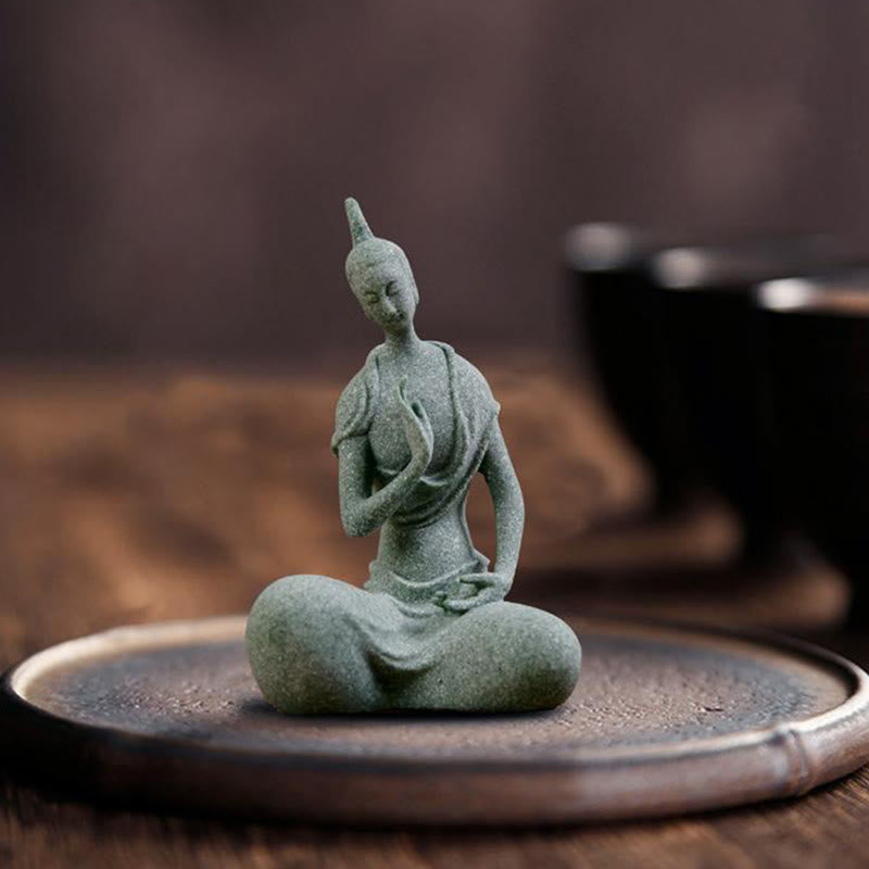 Statue de Buddha Stones, représentant un Bouddha à l'écoute, pour la décoration intérieure (6,5 x 5,5 x 9,5 cm). - image 1
