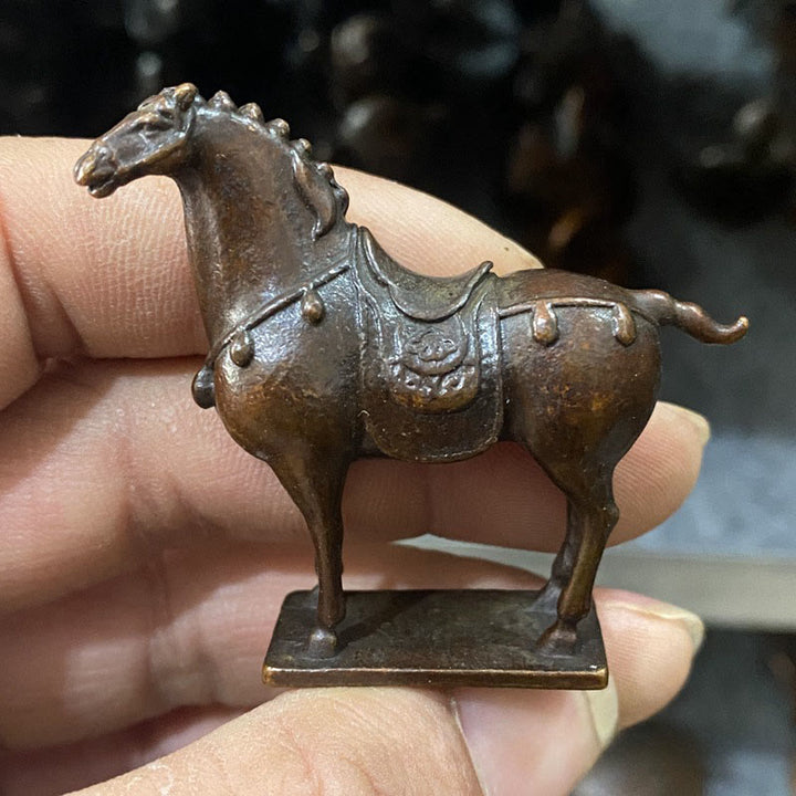 Buddha Stones anciennes, marron, année du Cheval, alliage, décoration intérieure, 5,8 x 4,7 cm - Cheval 5,8*4,7 cm - image 0