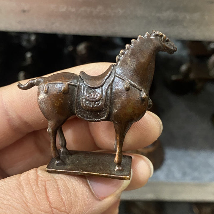 Buddha Stones anciennes, marron, année du Cheval, alliage, décoration intérieure, 5,8 x 4,7 cm - image 2