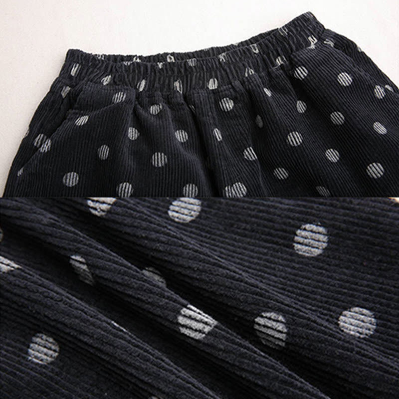 Pantalon sarouel en velours côtelé à pois avec poches pour femme Buddha Stones - image 16