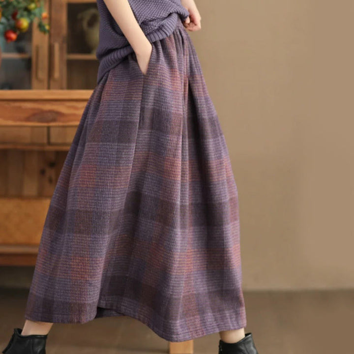 Jupe d'hiver thermique en coton à carreaux pour femme Buddha Stones, longueur 7-8, avec poches - Orchidée moyenne - US6，UK/AU10，EU38 (XL) - image 0