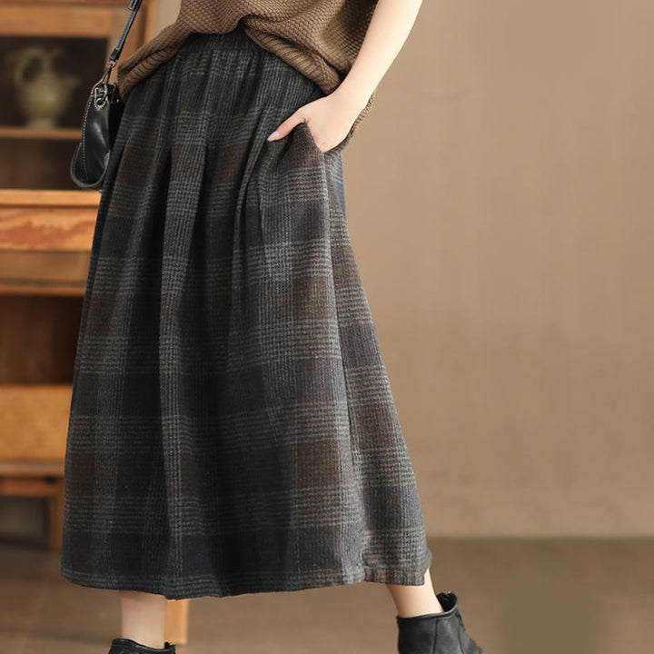 Jupe d'hiver thermique en coton à carreaux pour femme Buddha Stones, longueur 7-8, avec poches - image 17