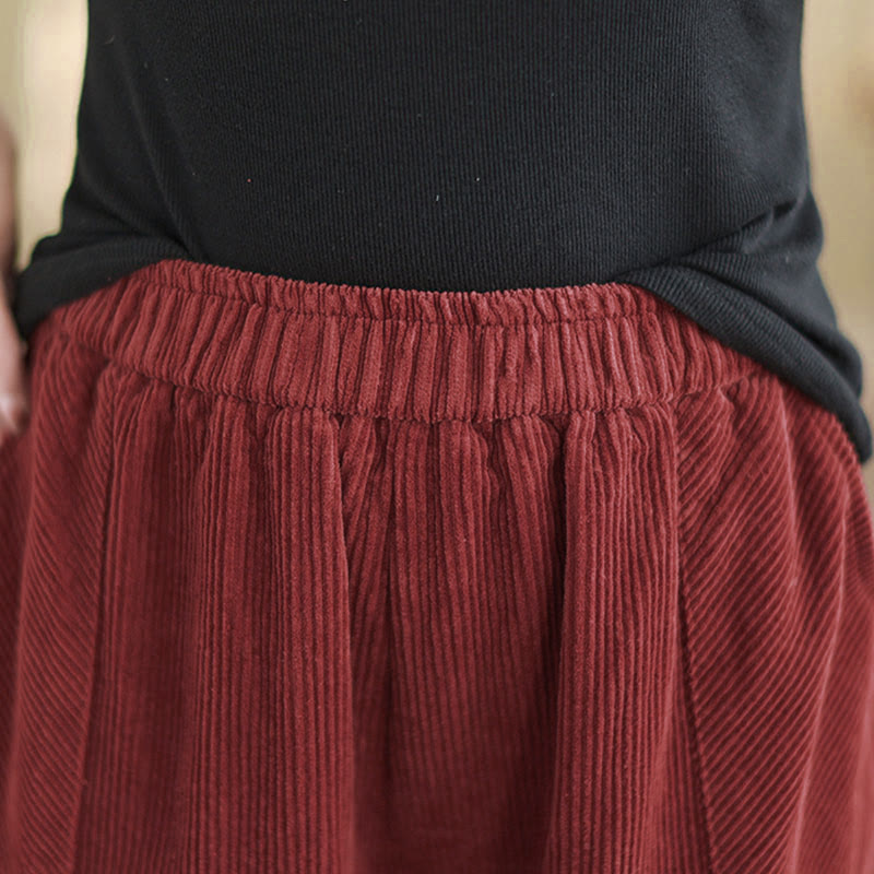 Pantalon sarouel en velours côtelé uni avec poches et ceinture élastique Buddha Stones pour femme - image 18