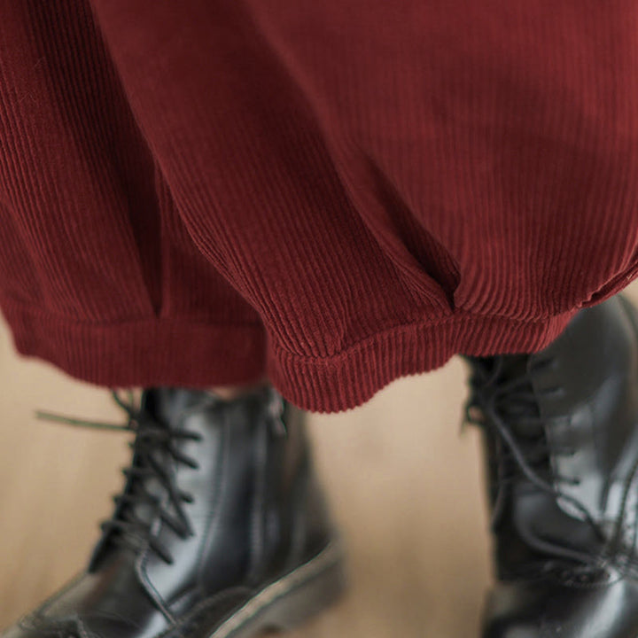 Pantalon sarouel en velours côtelé uni avec poches et ceinture élastique Buddha Stones pour femme - image 20