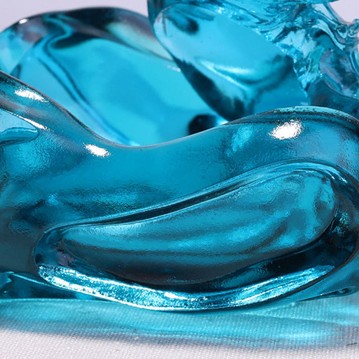 Buddha Stones, Dragon bleu fait main, Pièce d'art en cristal Liuli, Décoration pour la maison ou le bureau, symbole de réussite - image 6