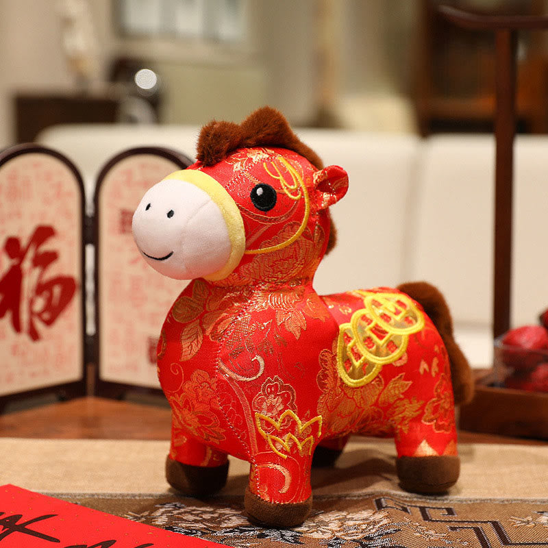 Buddha Stones, pièces de cuivre de l'année du Cheval, poupée en peluche, décoration intérieure - Rouge - 21*10*22cm - image 8