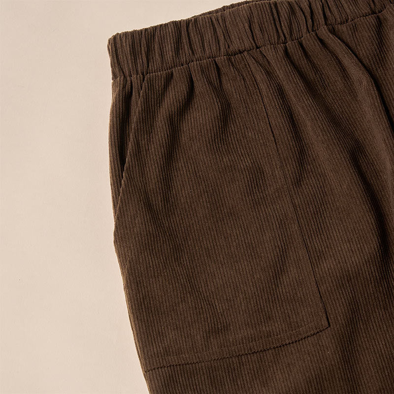 Pantalon en velours côtelé uni Buddha Stones pour femme, avec poches - image 7