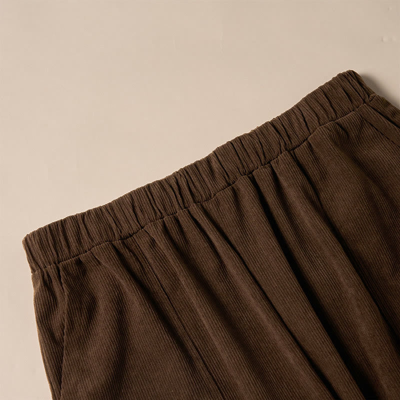 Pantalon en velours côtelé uni Buddha Stones pour femme, avec poches - image 5