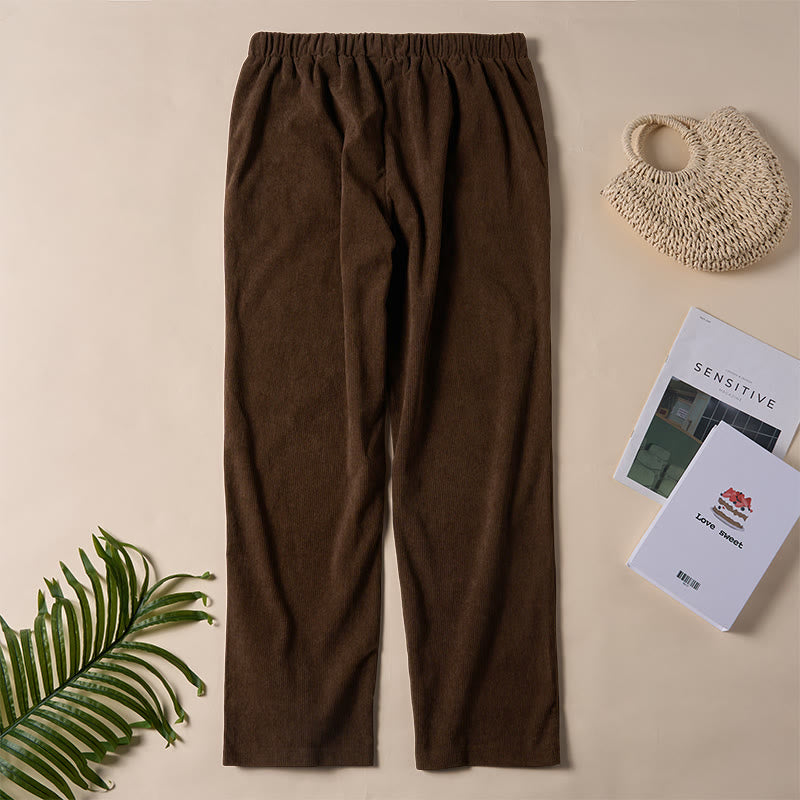 Pantalon en velours côtelé uni Buddha Stones pour femme, avec poches - image 4