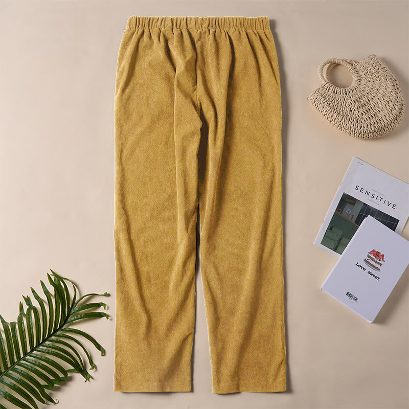 Pantalon en velours côtelé uni Buddha Stones pour femme, avec poches - image 25