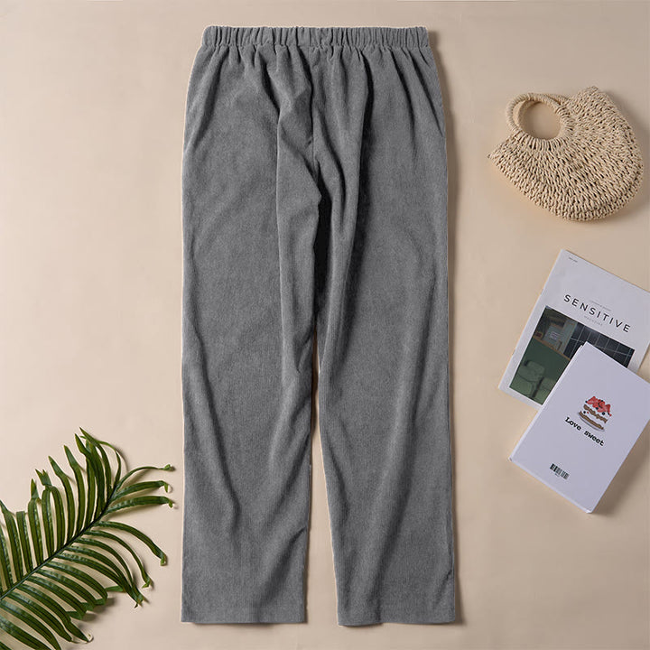 Pantalon en velours côtelé uni Buddha Stones pour femme, avec poches - image 16