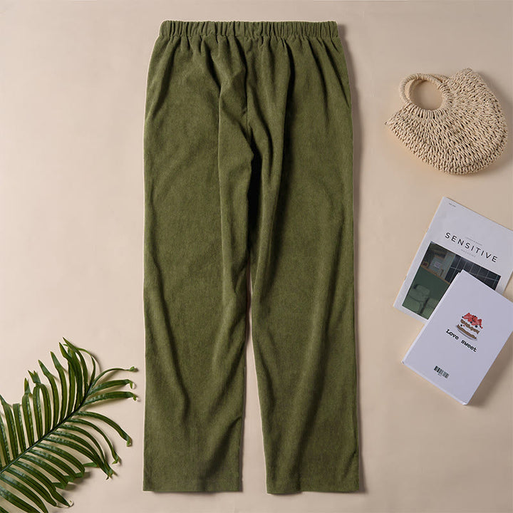 Pantalon en velours côtelé uni Buddha Stones pour femme, avec poches - image 31