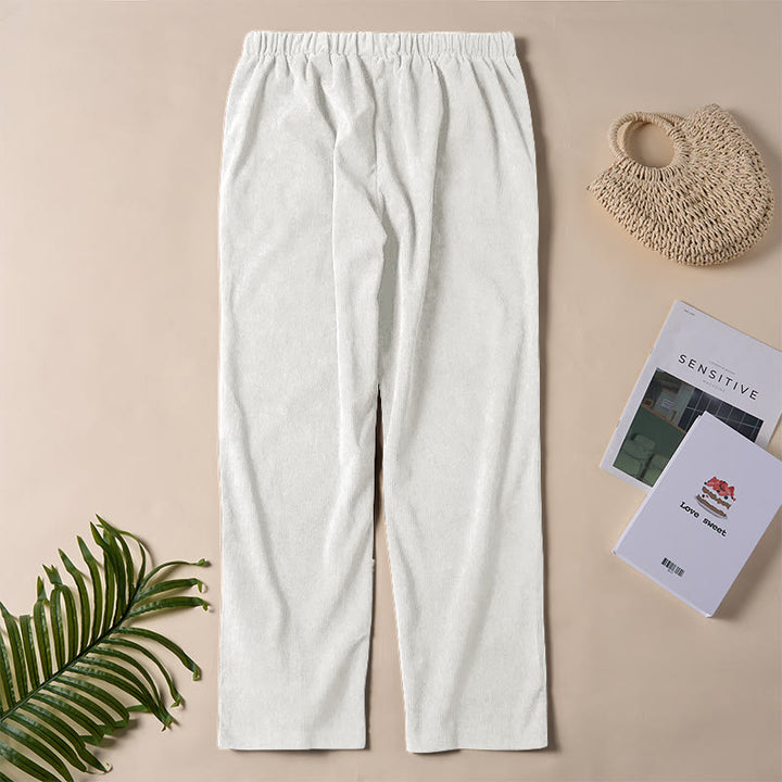 Pantalon en velours côtelé uni Buddha Stones pour femme, avec poches - image 11