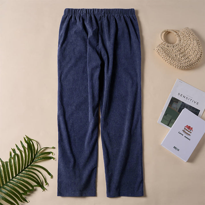 Pantalon en velours côtelé uni Buddha Stones pour femme, avec poches - image 28