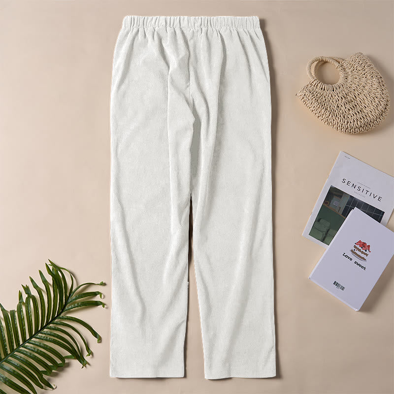 Pantalon en velours côtelé uni Buddha Stones pour femme, avec poches - image 13