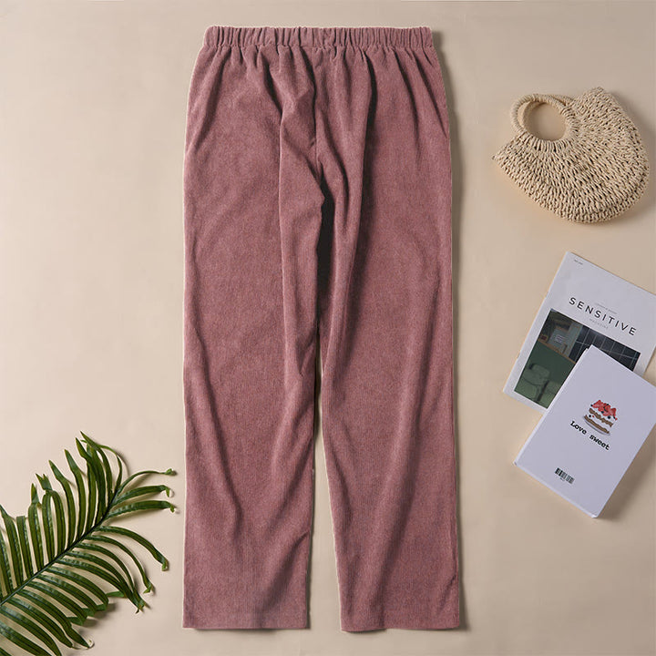 Pantalon en velours côtelé uni Buddha Stones pour femme, avec poches - image 18