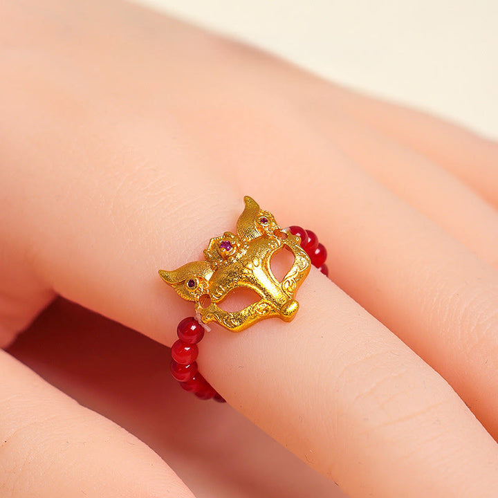 Bracelet de réussite en agate rouge du sud à neuf queues et Buddha Stones - image 14