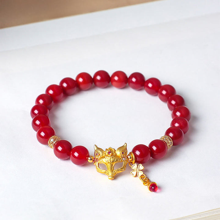 Bracelet de réussite en agate rouge du sud à neuf queues et Buddha Stones - image 3