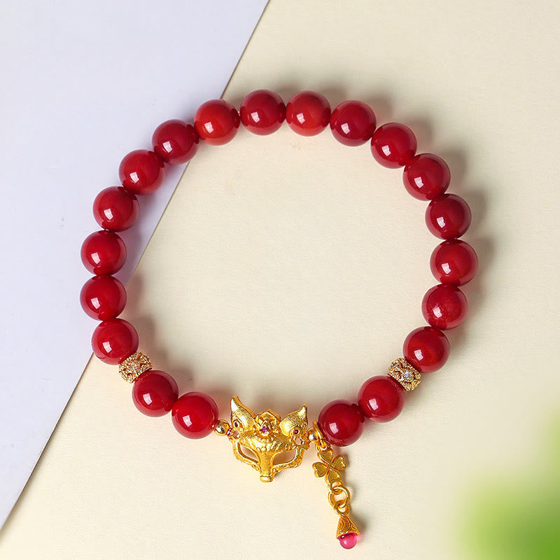 Bracelet de réussite en agate rouge du sud à neuf queues et Buddha Stones - image 1