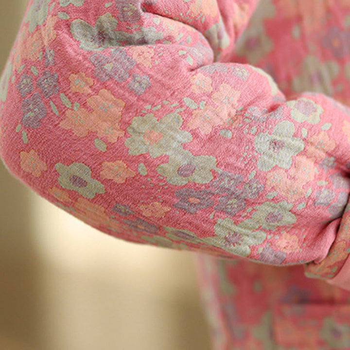 Veste d'hiver pour femme Buddha Stones en coton épais à manches longues et poches, motif floral. - image 14