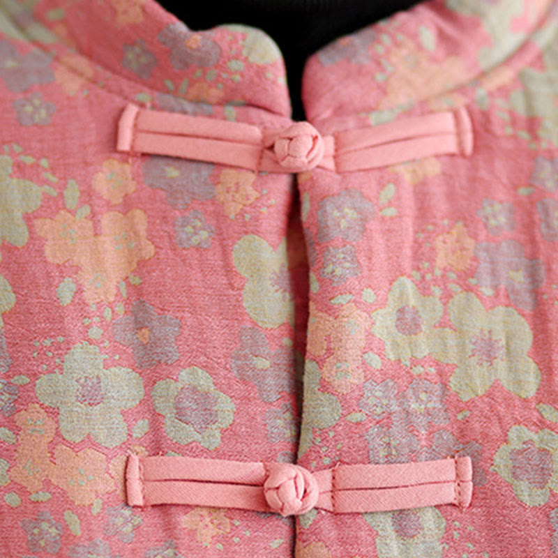 Veste d'hiver pour femme Buddha Stones en coton épais à manches longues et poches, motif floral. - image 13