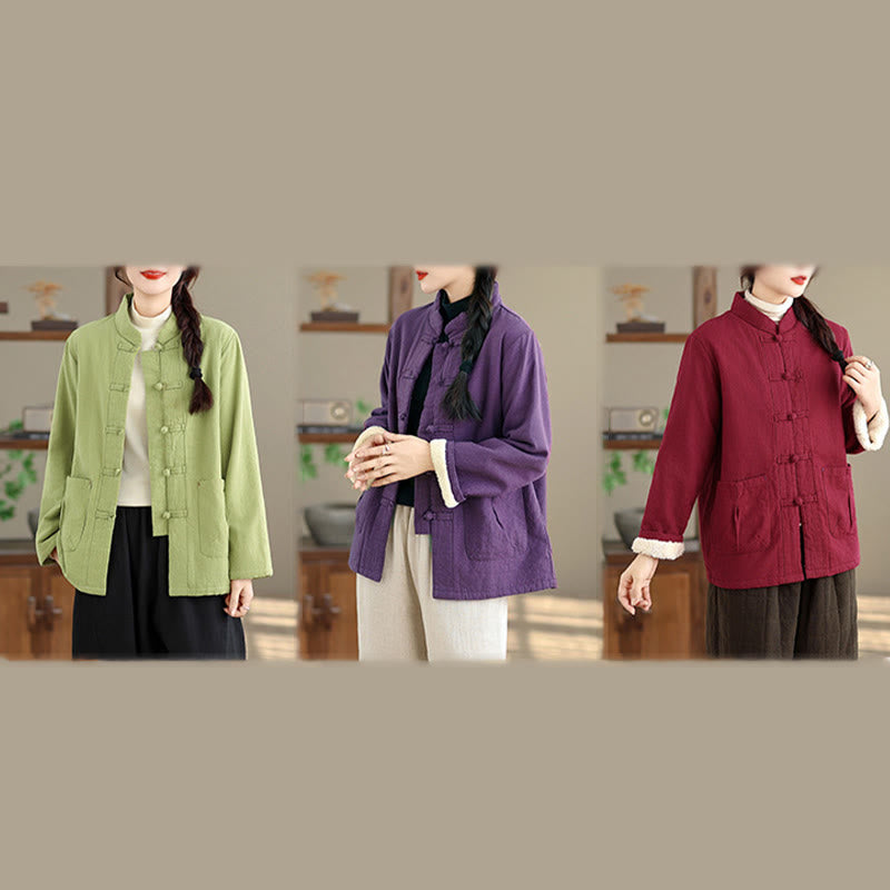 Veste thermique à manches longues pour femme Buddha Stones, en coton uni rembourré, avec boutons et poches - image 29