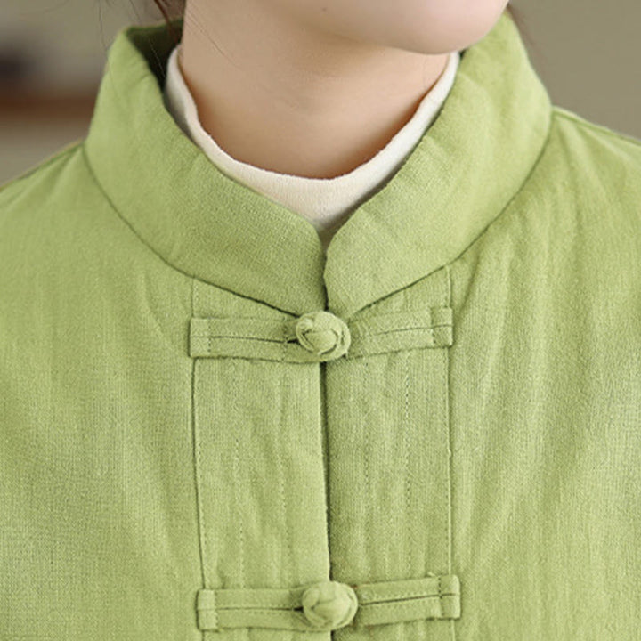 Veste thermique à manches longues pour femme Buddha Stones, en coton uni rembourré, avec boutons et poches - image 21