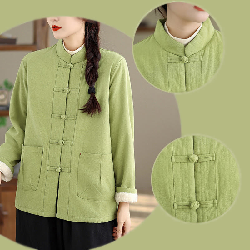 Veste thermique à manches longues pour femme Buddha Stones, en coton uni rembourré, avec boutons et poches - image 26