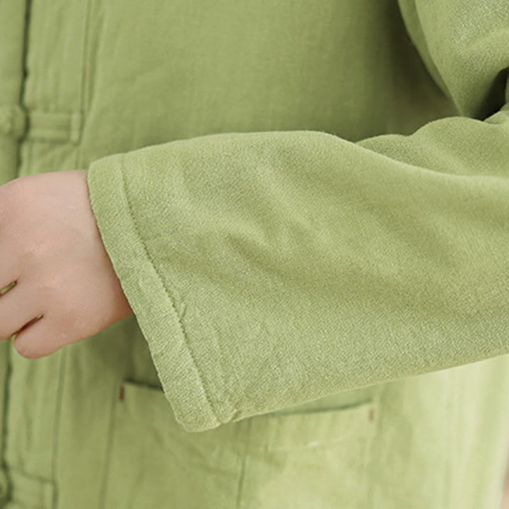 Veste thermique à manches longues pour femme Buddha Stones, en coton uni rembourré, avec boutons et poches - image 24