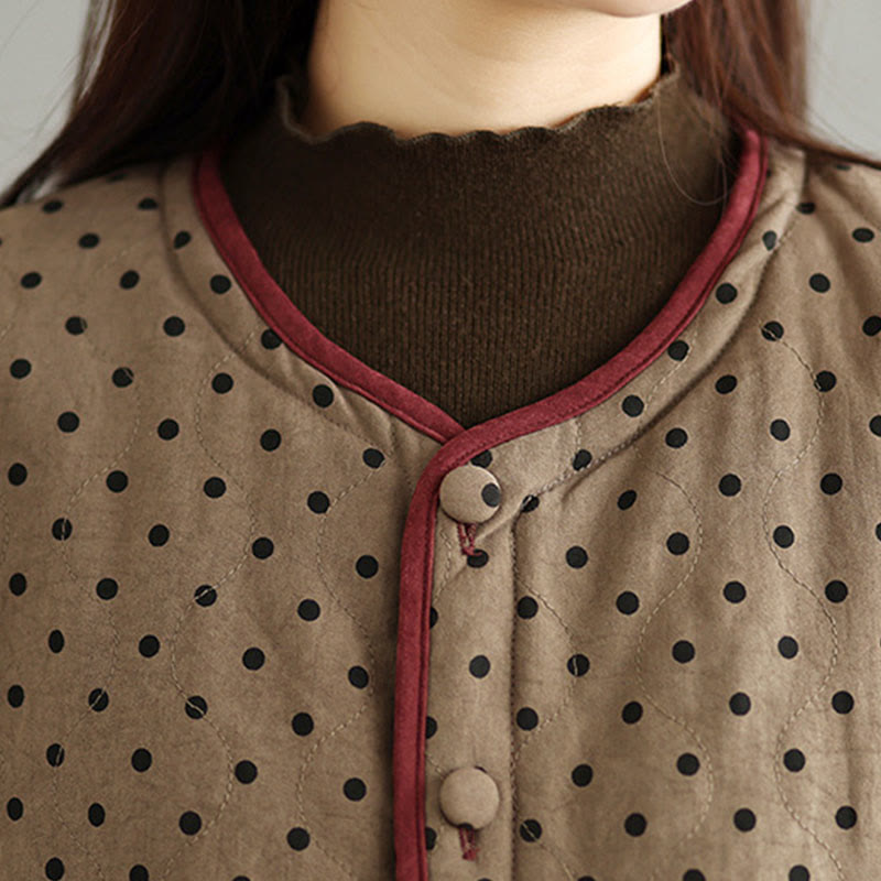 Veste thermique réversible à manches longues en coton à pois pour femme, avec poches, de la marque Buddha Stones - image 9