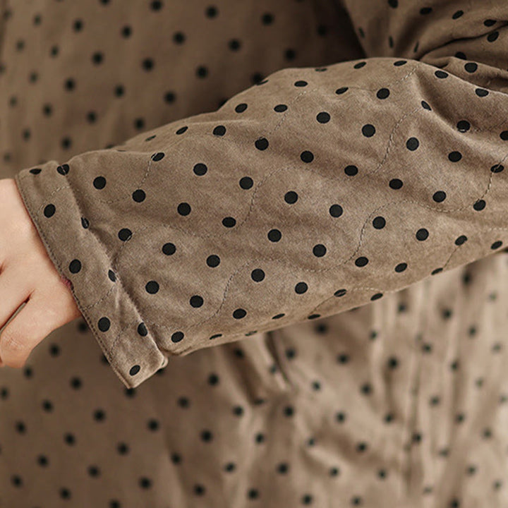 Veste thermique réversible à manches longues en coton à pois pour femme, avec poches, de la marque Buddha Stones - image 10