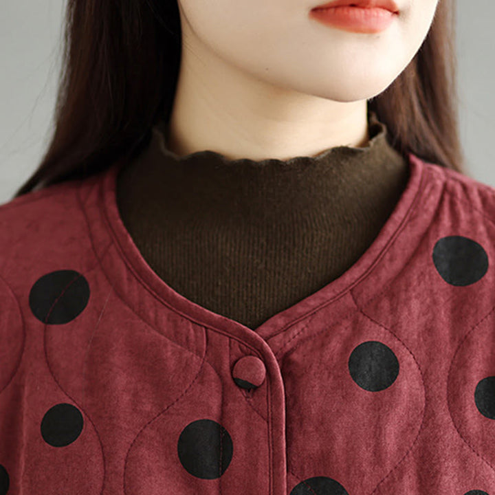 Veste thermique réversible à manches longues en coton à pois pour femme, avec poches, de la marque Buddha Stones - image 11